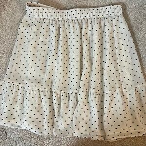 LOFT Black and Cream Smocked Mini Skirt